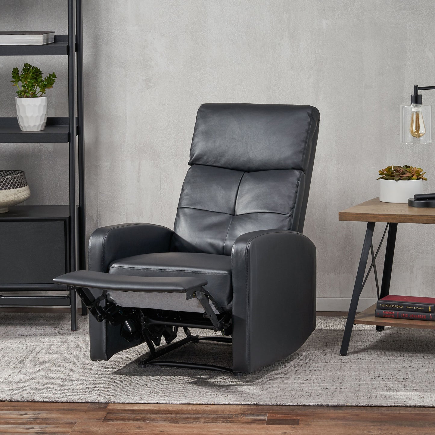 Henson Faux Leather Recliner Chair - Black