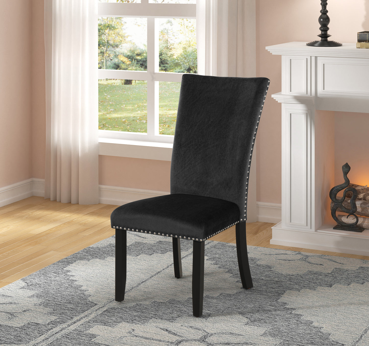 Divina Velvet Dining Chairs (Set of 2) - Black