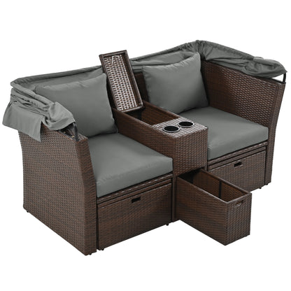 Ginson 2-Seater Outdoor Patio Daybed - Gray