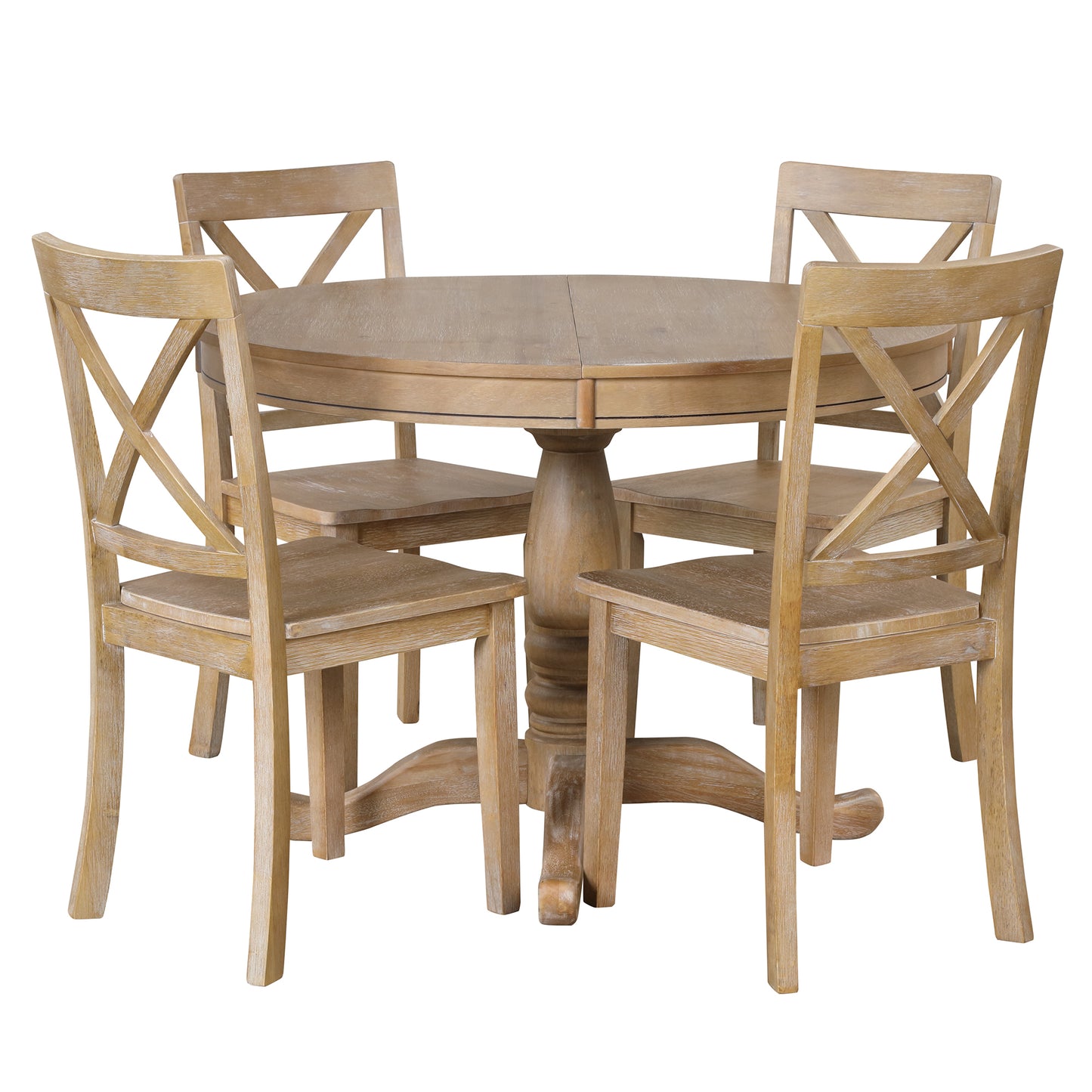 Vivia 5pc Dining Set Round Table 4x side Chairs - Natural