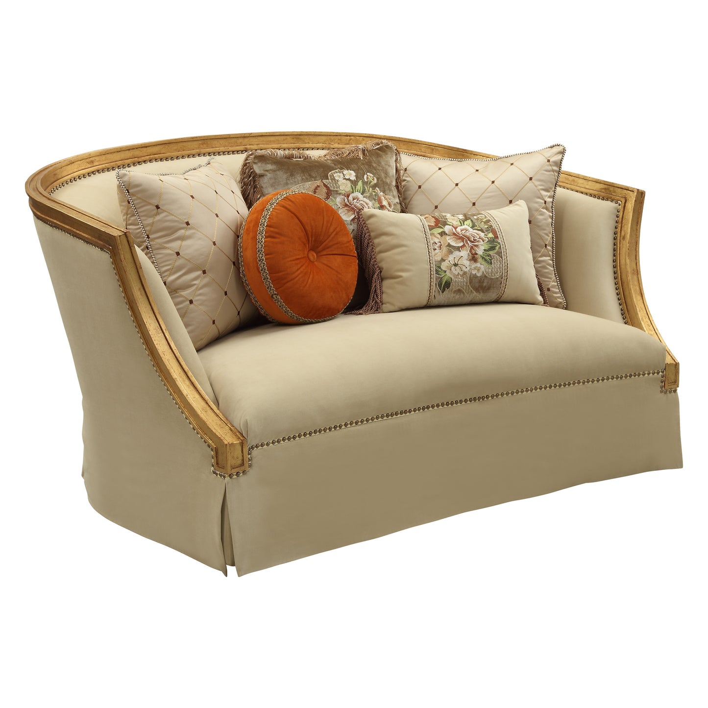 Daesha Loveseat w/5 Pillows - Gold