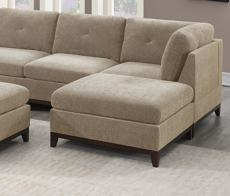 Khal Camel Chenille Fabric Modular Sectional 9pc Set  3x Corner Wedge 4x Armless Chairs and 2x Ottomans