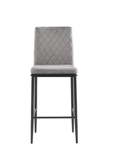 WilliamVelvet Bar Stool - Light Gray Set of 2