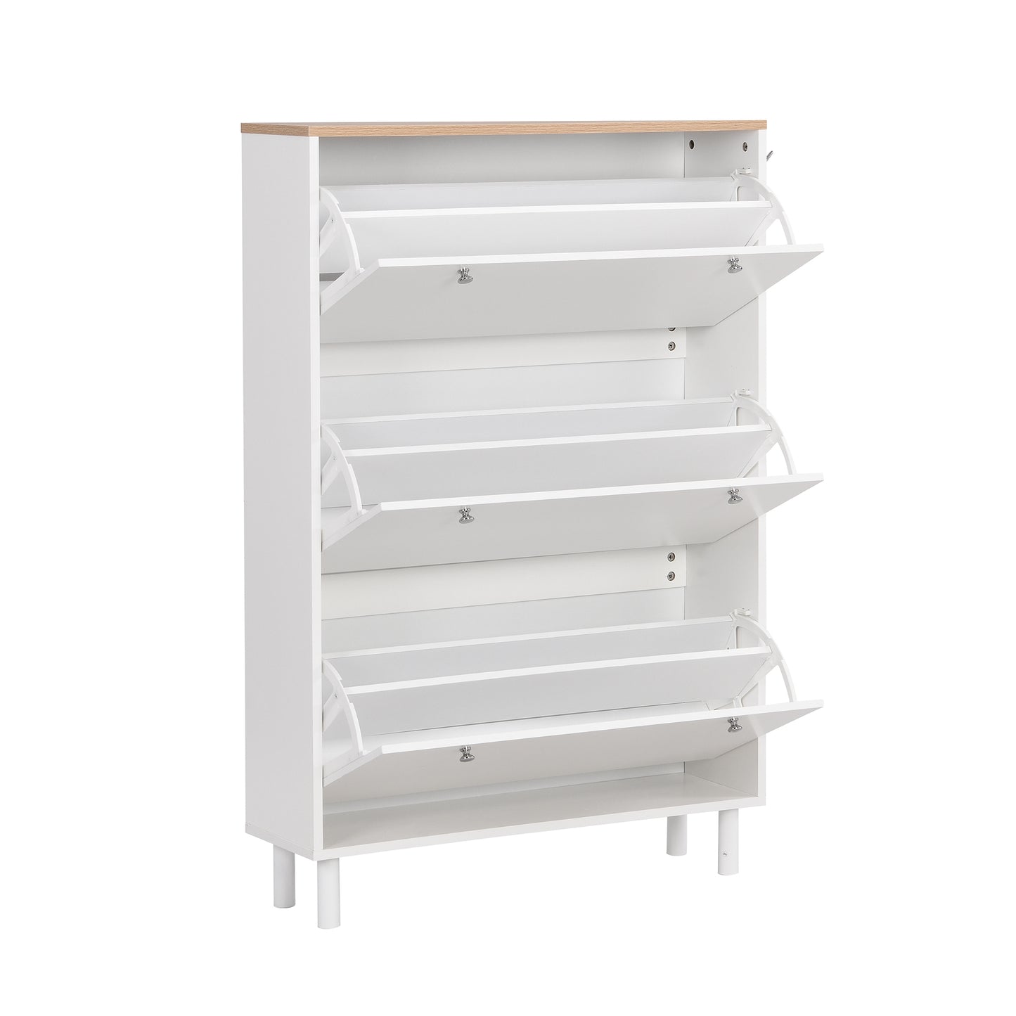 Bio Shoe Cabinet with 3 Flip Drawers - White