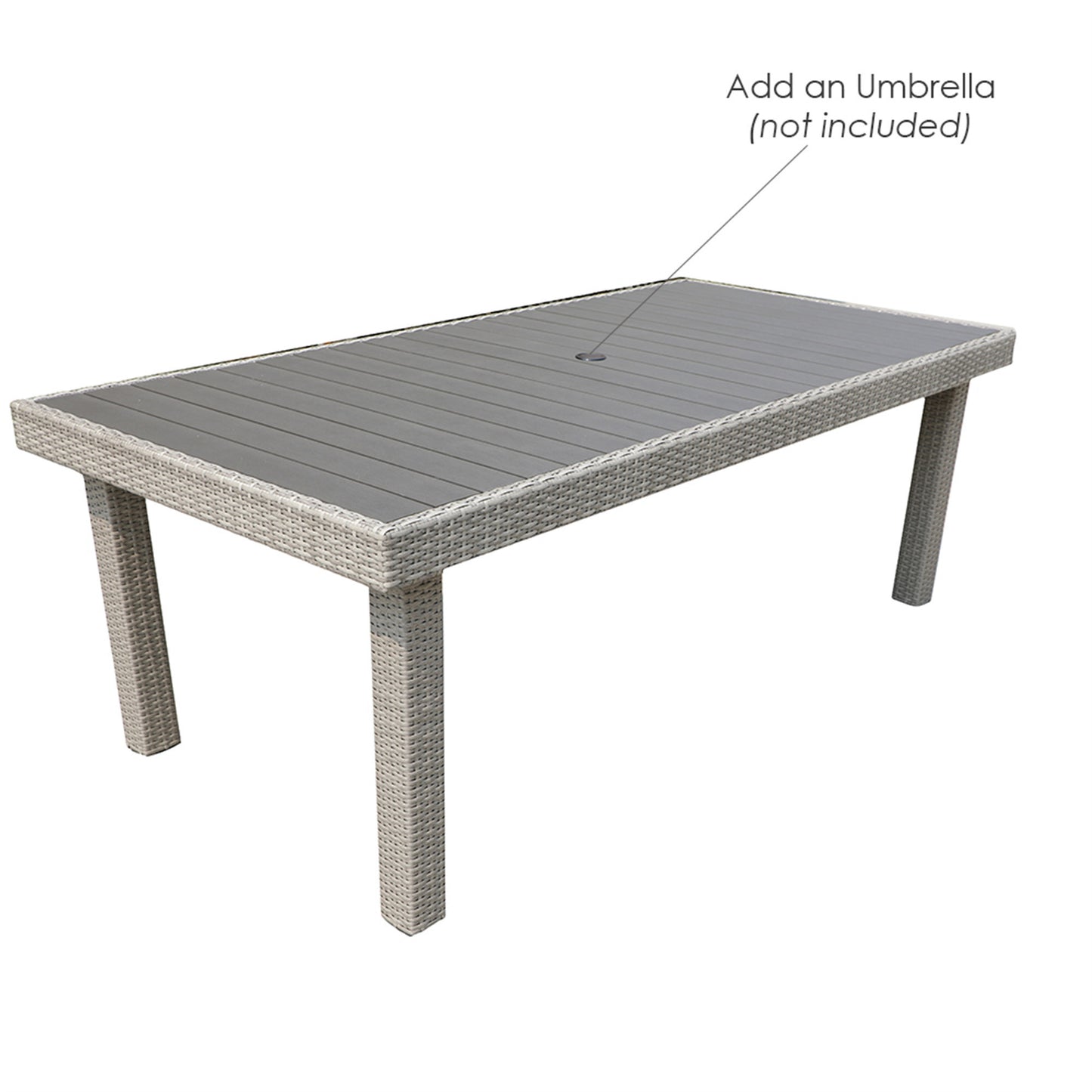 Meek Outdoor Wicker Rectangular Dining Table - Gray