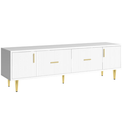 Eden Stylish TV Stand with 5 Champagne Legs - White