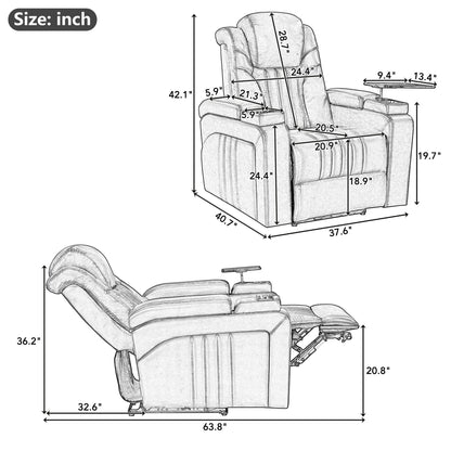 Morris PU Leather Power Recliner - Black