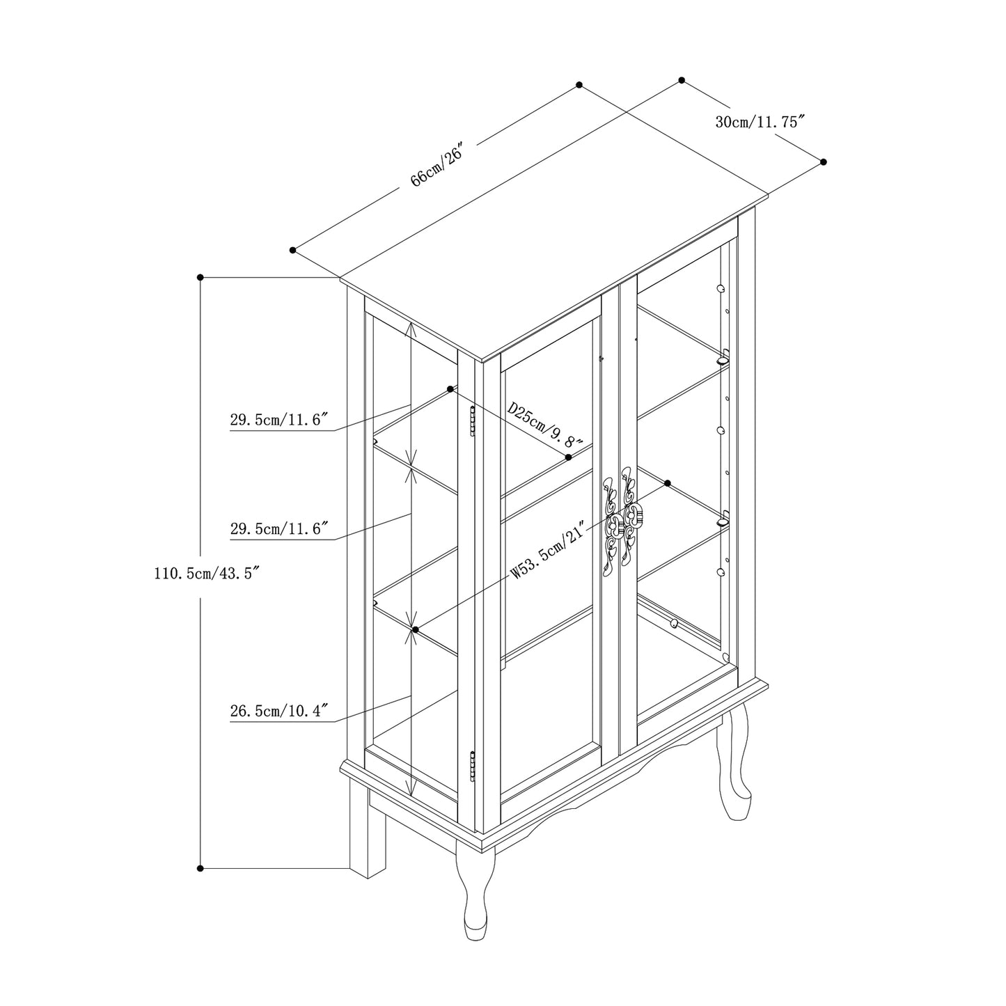 Karla Lighted Curio Diapaly Cabinet - Walnut