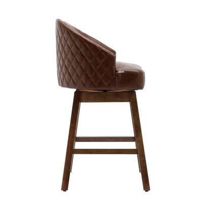 COOLMORE PU Leather Bar Stools - Brown Set of 2