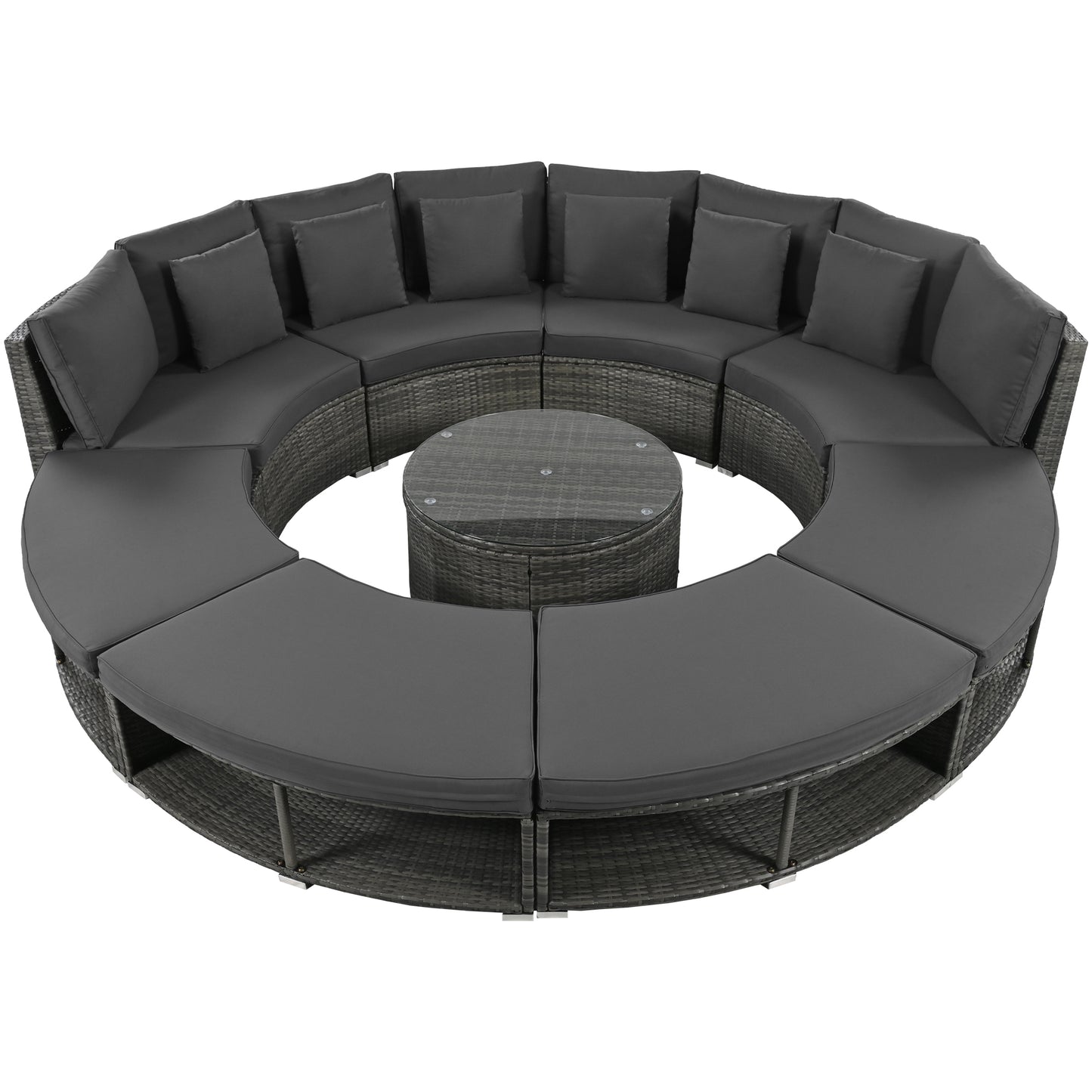 Serrano 9 Pc Outdoor Patio Circular Outdoor Sofa Set - Gray