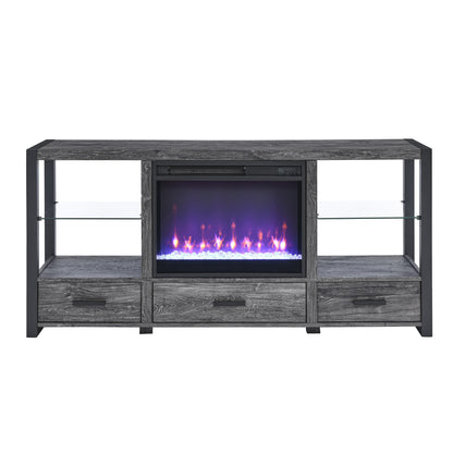 Electric Fireplace MediaTV Stand with Colorful LED Lights - Oak