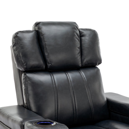 Xavier PU Leather Power Recliner - Black