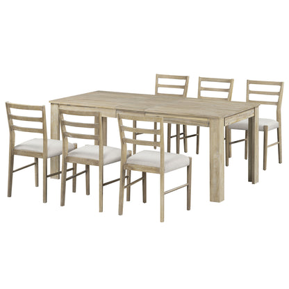 Viola 7pc Dining Set Extendable Table 6x Side Chairs - Natural