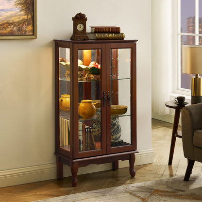 Karla Lighted Curio Diapaly Cabinet - Walnut