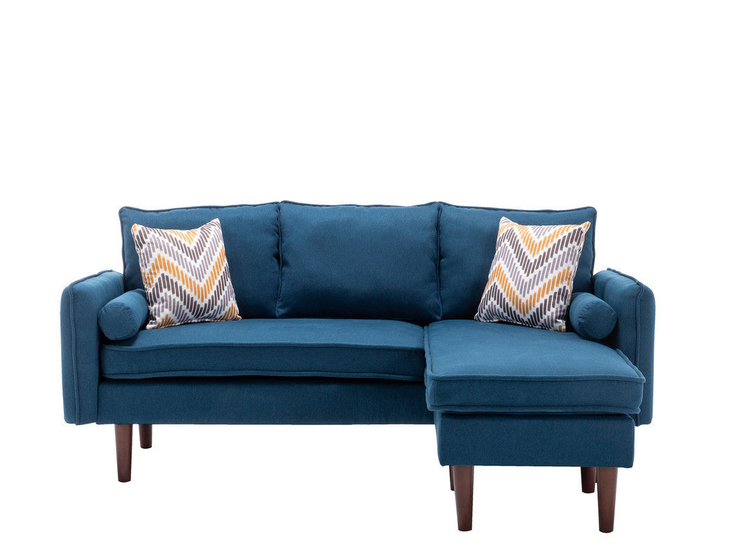 Mia Sectional Sofa Chaise with USB Charger & Pillows - Blue