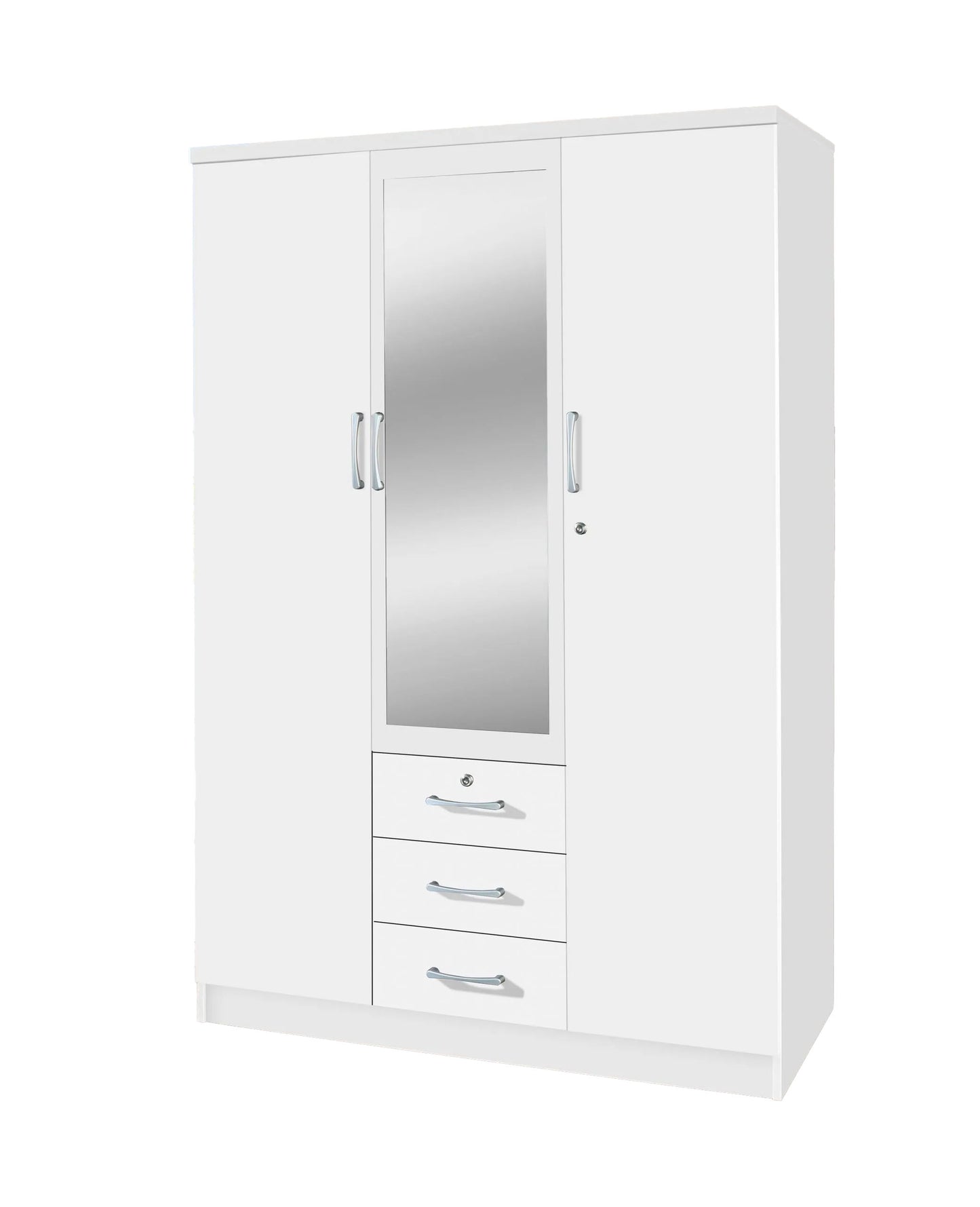 Go Green Woods 3 Door / 3 Drawer With Mirror Wardrobe