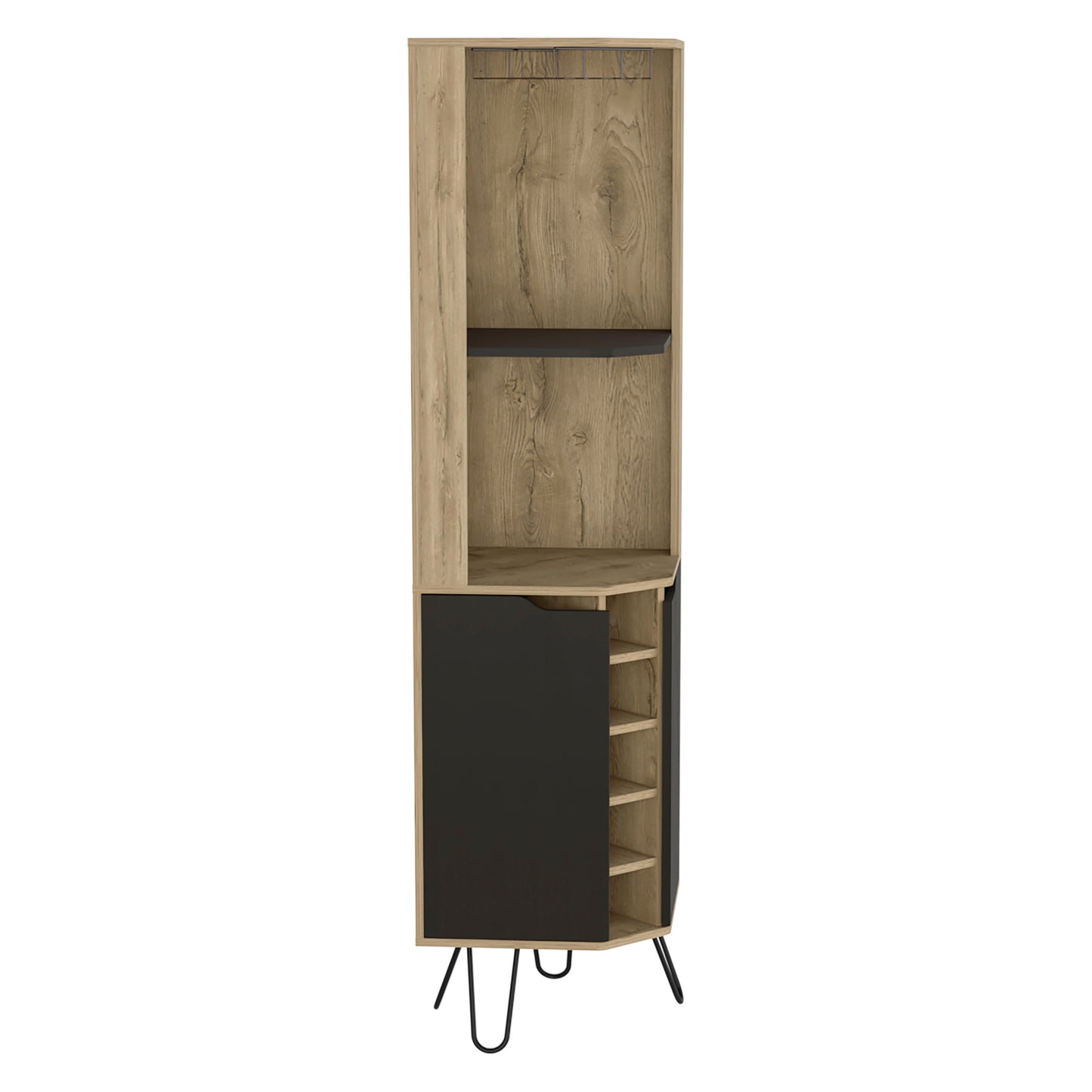 Leverkusen Corner Bar Cabinet - Oak/Black