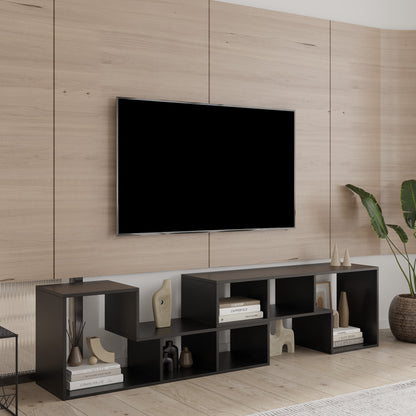 Alpha Double L-Shaped TV Stand - Black