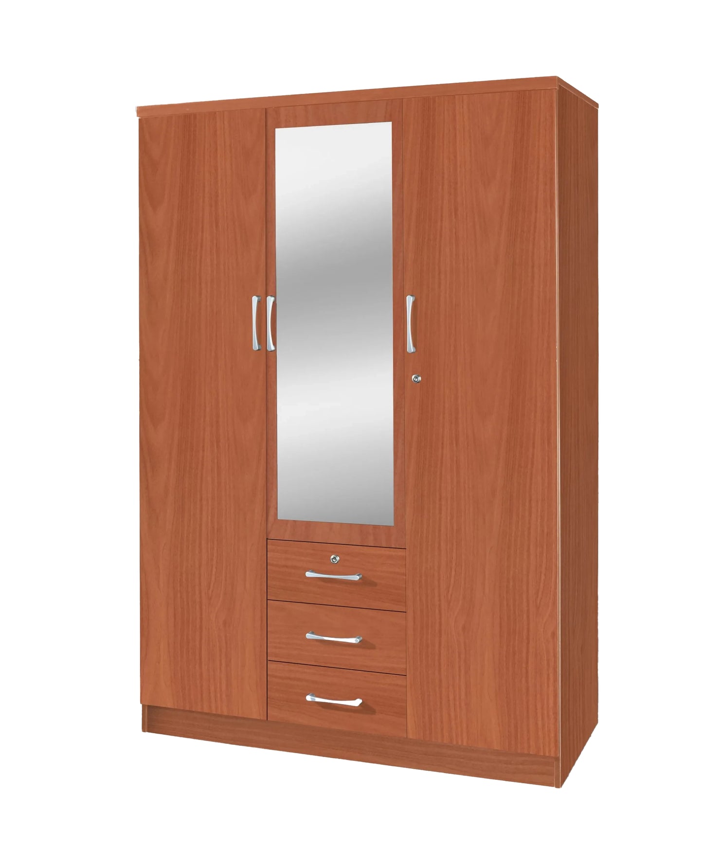 Go Green Woods 3 Door / 3 Drawer With Mirror Wardrobe