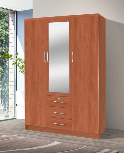 Go Green Woods 3 Door / 3 Drawer With Mirror Wardrobe