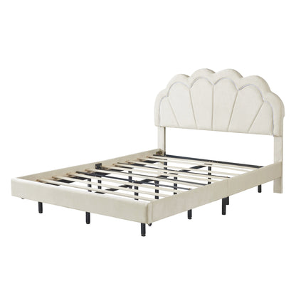 Atlantic Full Size Platform Bed Frame withe LED - Beige