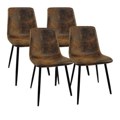 Ona Suedette Dining Chairs with Black Metal Leg (Set of 2) - Brown