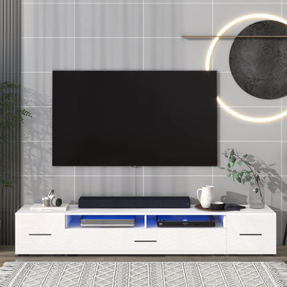 Jig Minimalist Design TV Stand with LED Lights - White