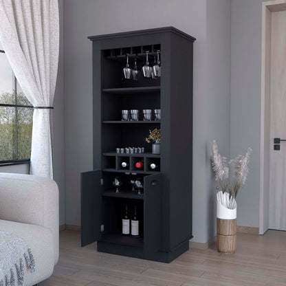 Tyler 4-Built In Wine Rack Bar Cabinet - Black