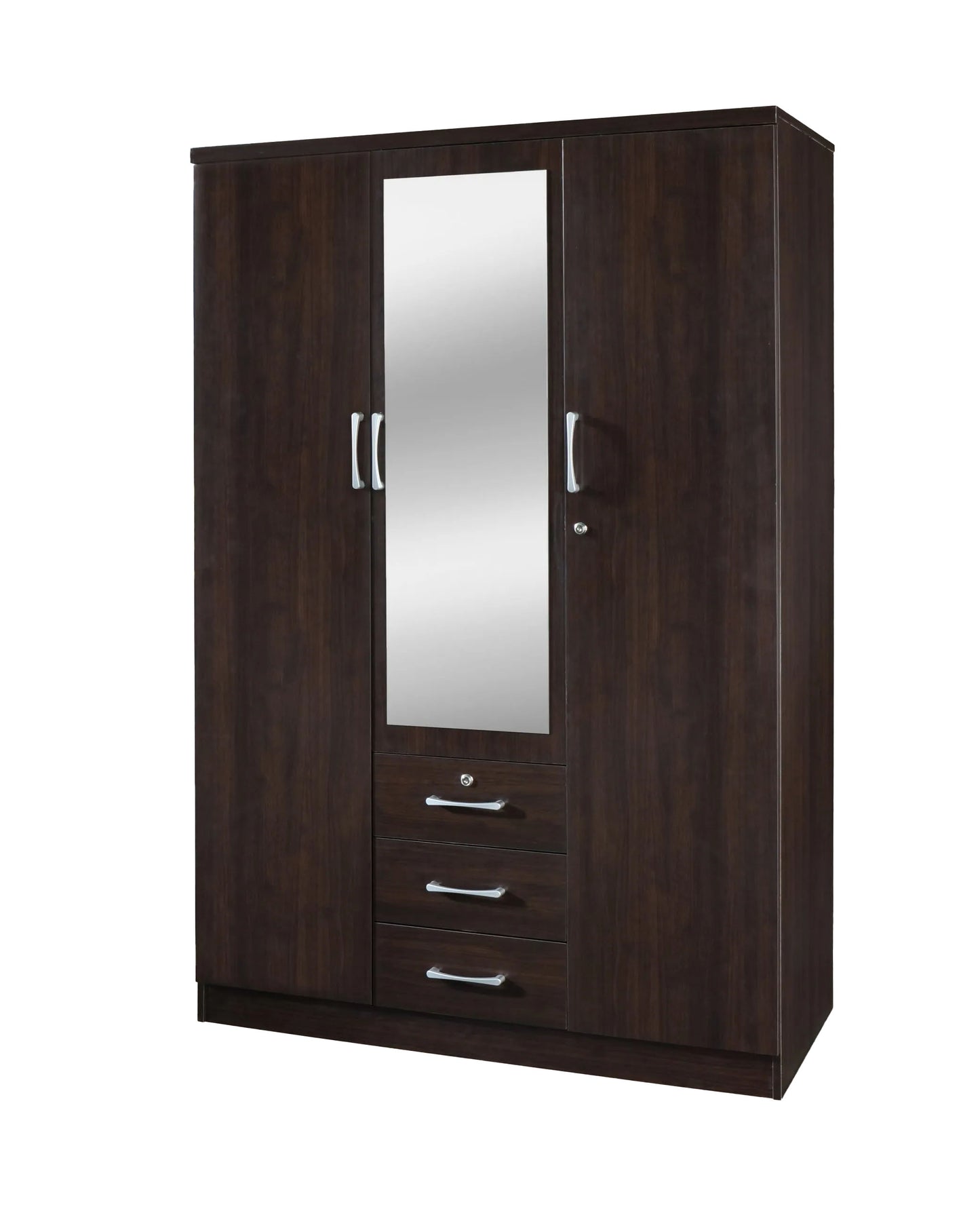 Go Green Woods 3 Door / 3 Drawer With Mirror Wardrobe