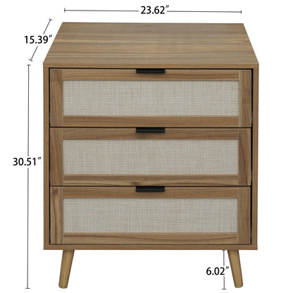 Kooboo 3 Drawer Nightstand End Table - Walnut