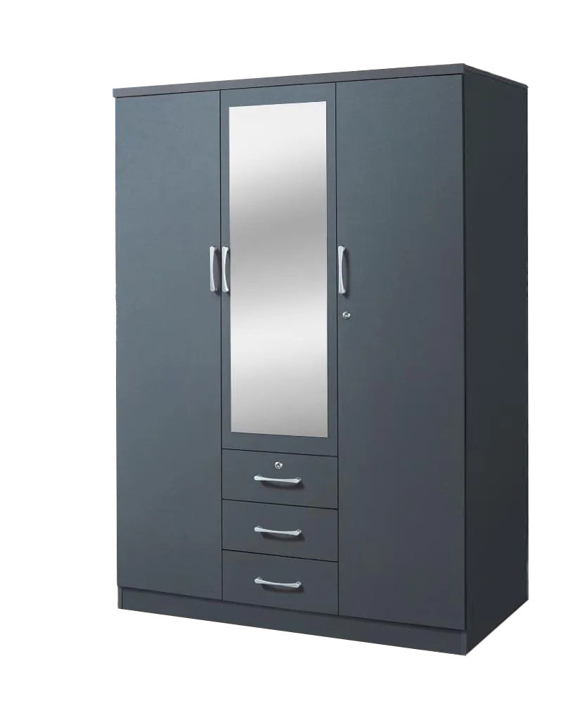 Go Green Woods 3 Door / 3 Drawer With Mirror Wardrobe