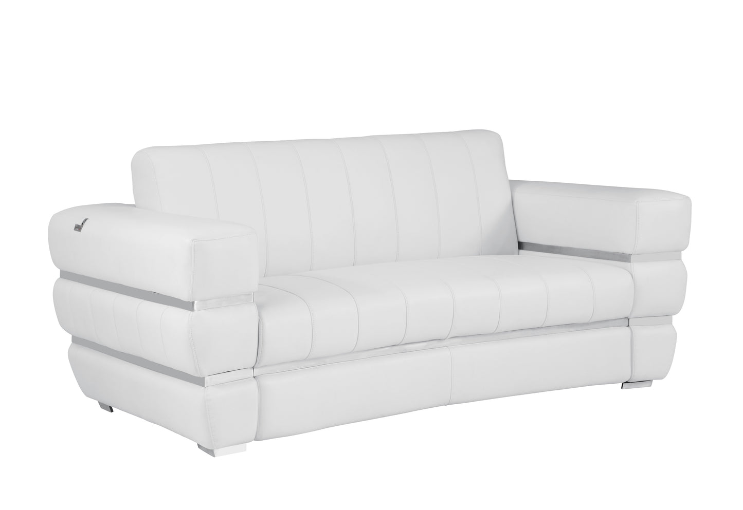 Meza Top Grain Italian Leather  Loveseat - White