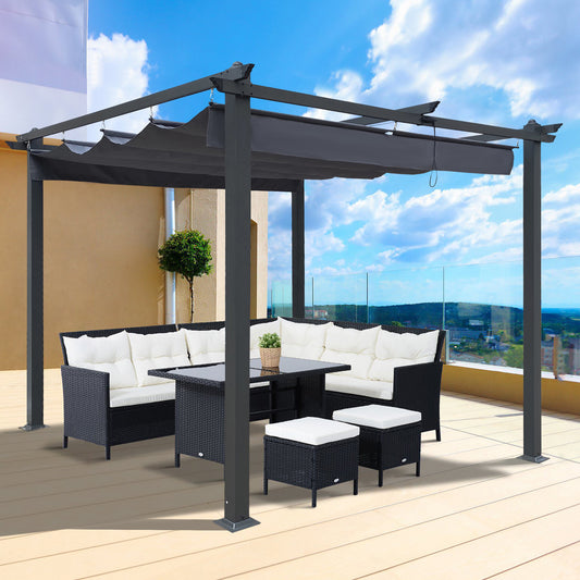 Oscar 10 x 10 ft Outdoor Retractable Pergola - Gray