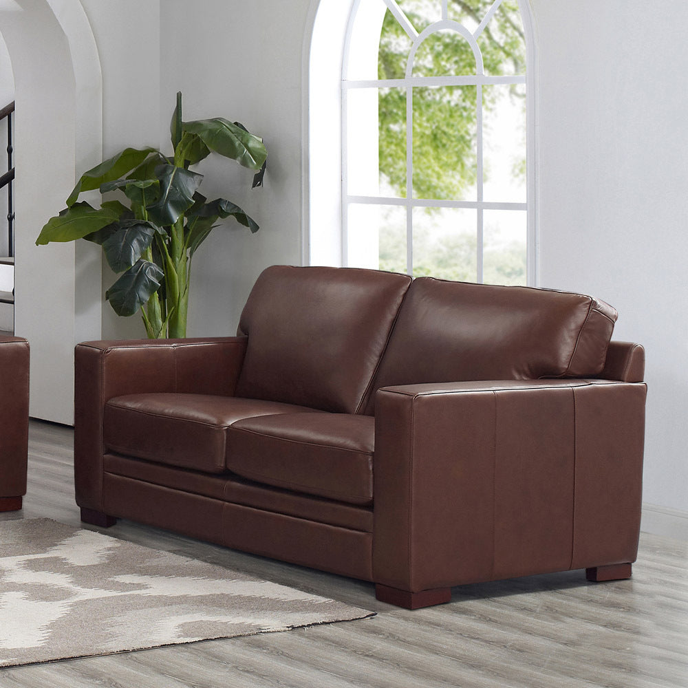 Dillon Leather Loveseat - Raisin