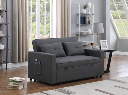 Zoey Linen Convertible Sleeper Loveseat - Dark Gray