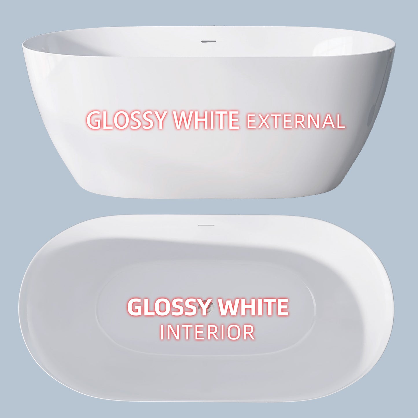 Onpa 55" Oval Shape  Acrylic Freestanding  Soaking Bathtub - Gloss WhiteOnpa