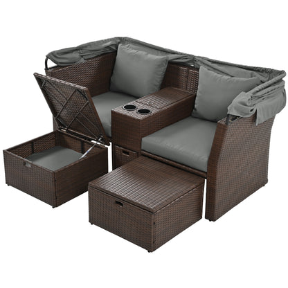 Ginson 2-Seater Outdoor Patio Daybed - Gray