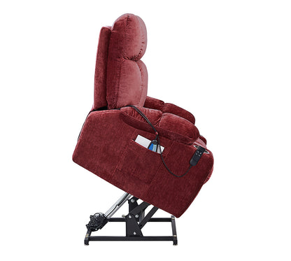 Lila Dual Motor Power Lift Recliner Chair with Heat Massage - Red