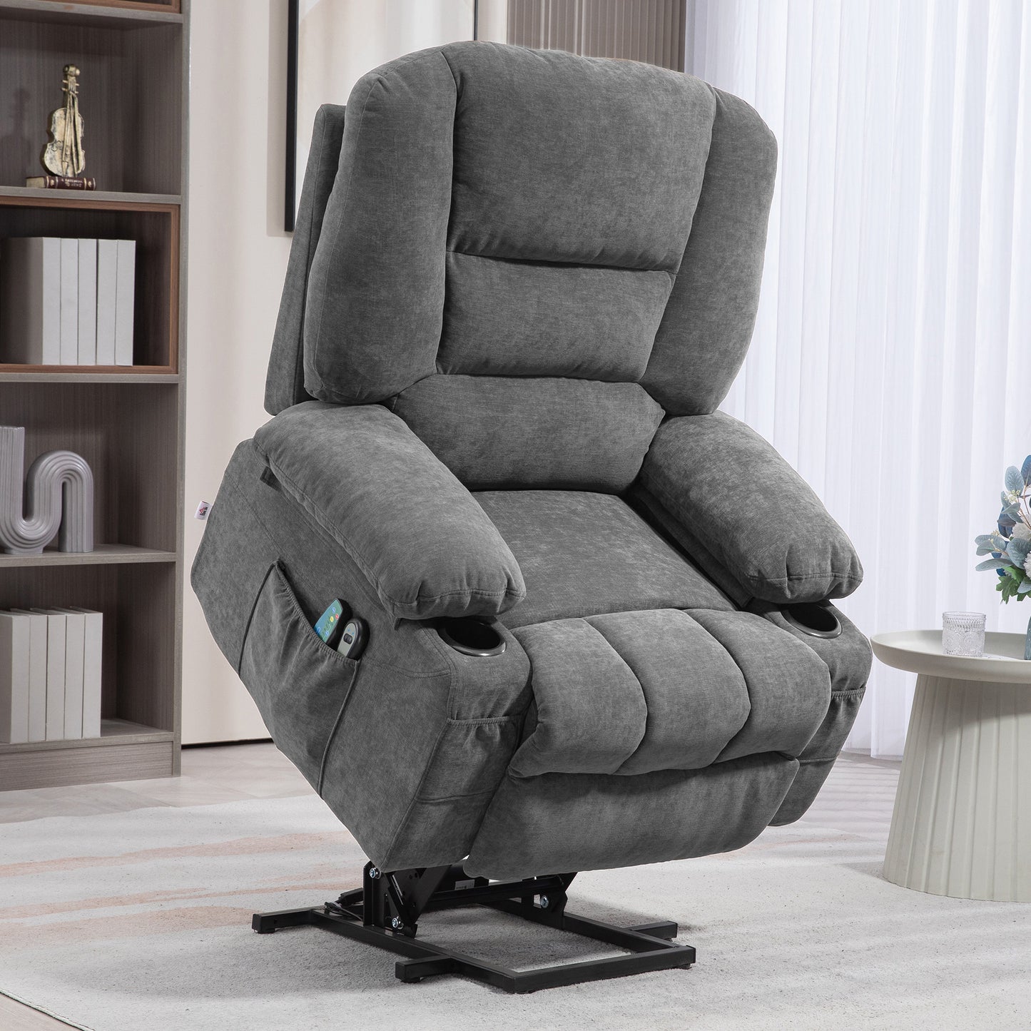 Kenzo Power Lift Recliner Chair Sofa with Vibration Massage and Heat - Gray