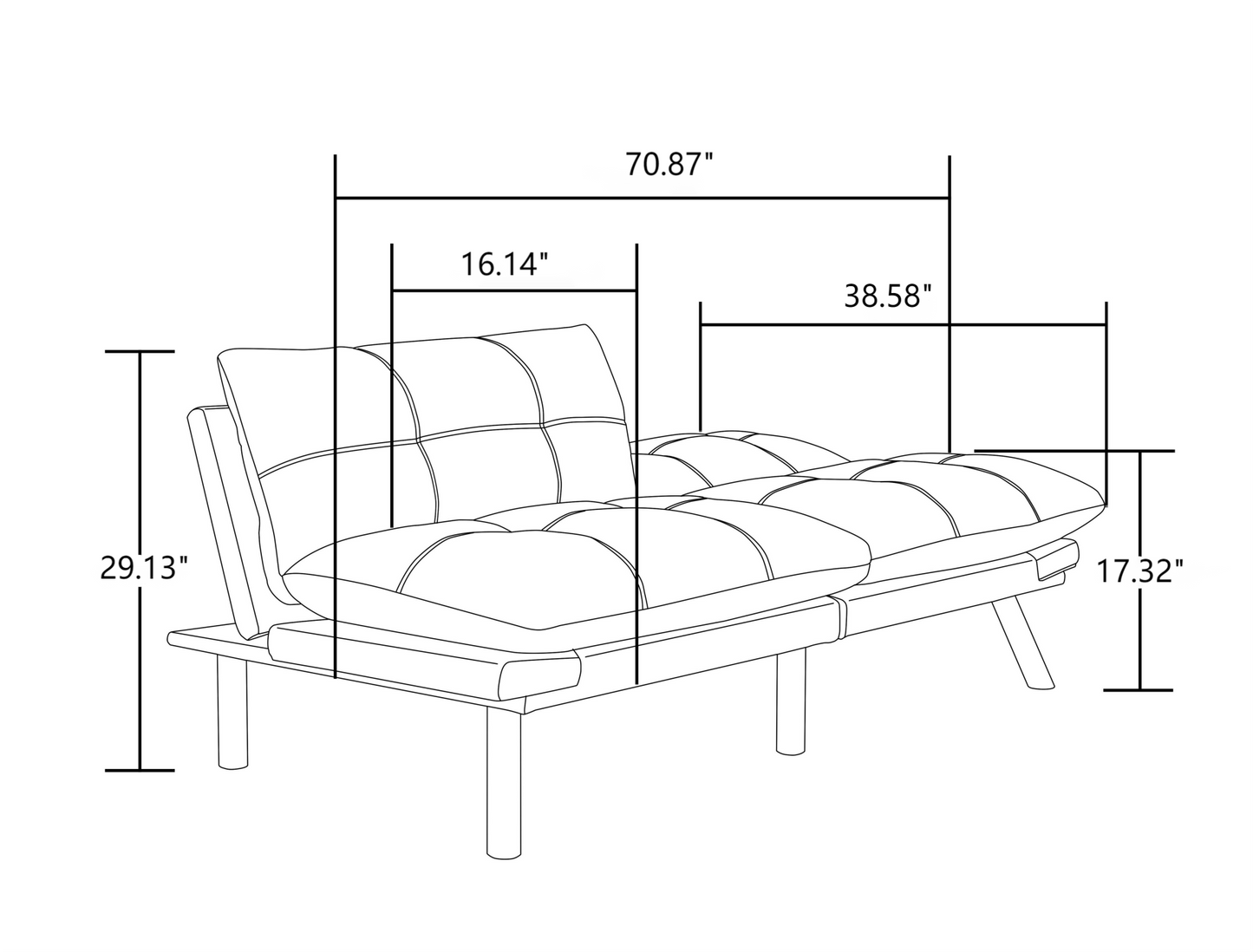 Vega Convertible Folding Modern Sofa Bed - Light Gray