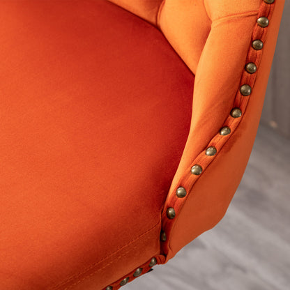 Rise 180 Velvet Barstools Adjusatble Seat Height - Orange Set of 2