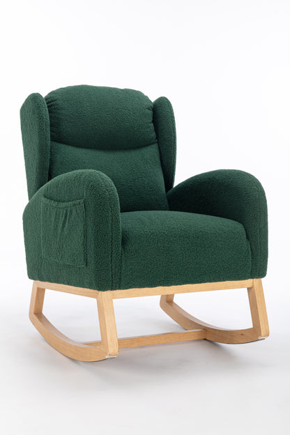 Nadia Teddy Fabric Rocking Chair - Green