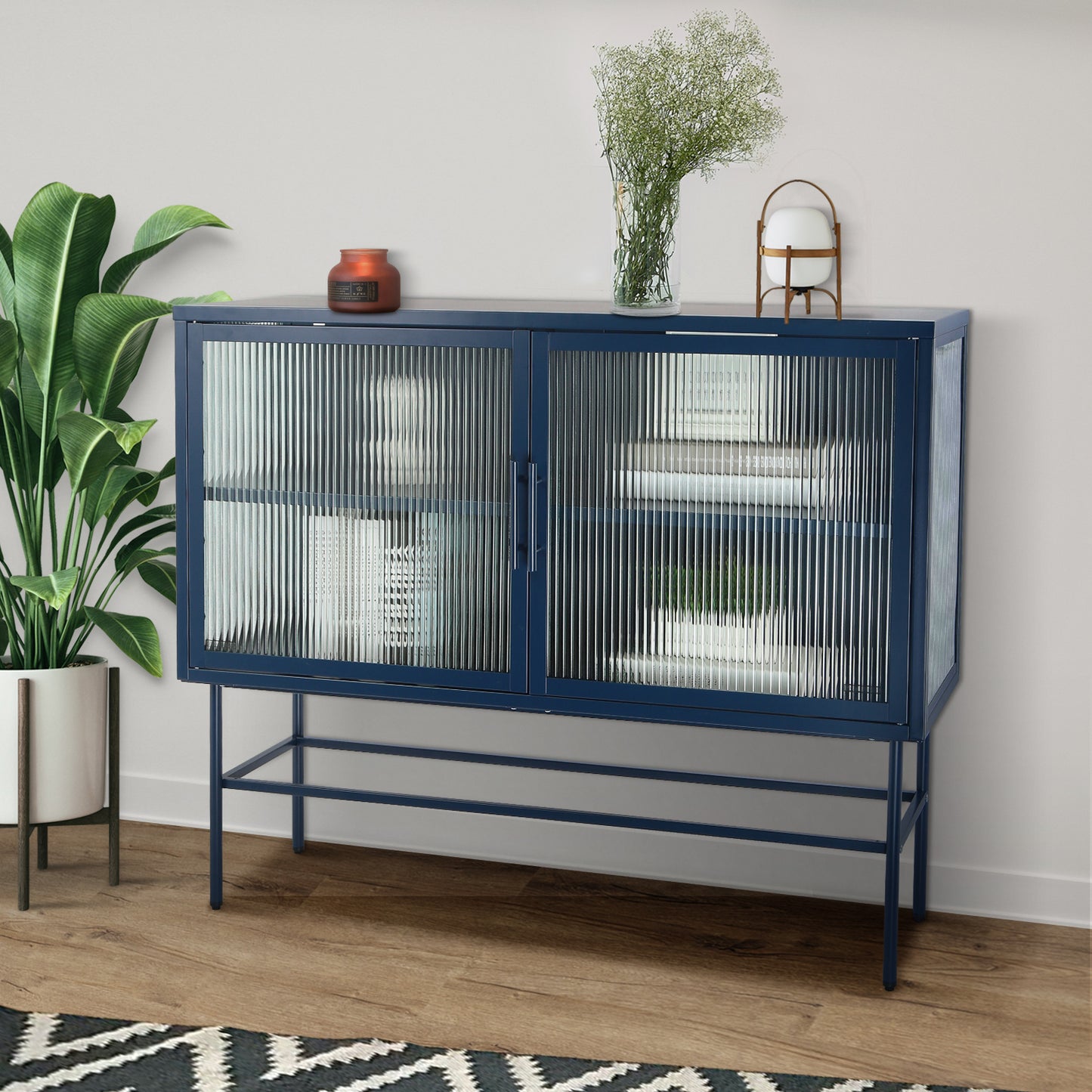 Pratt II Double Door Tempered Glass Sideboard - Blue