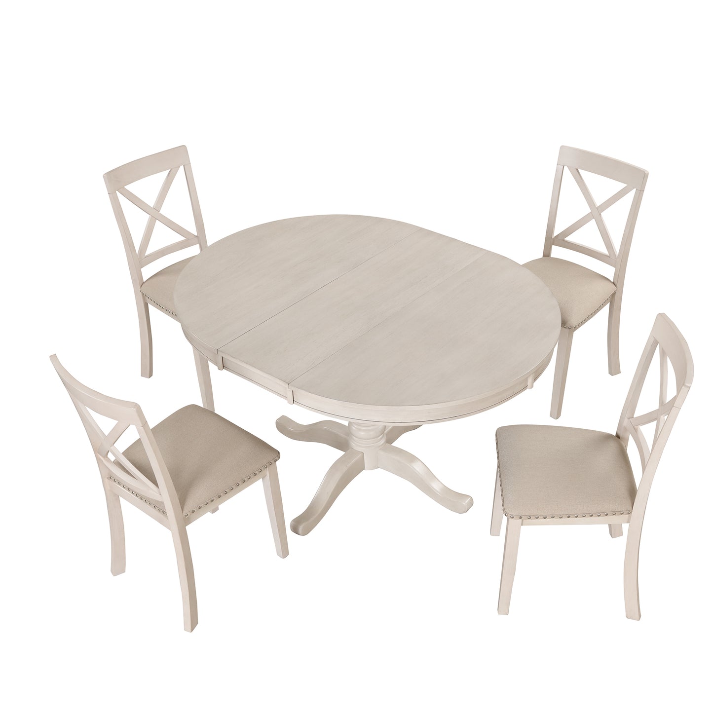 Vivia 5pc Dining Set Round Table 4x side Chairs - White