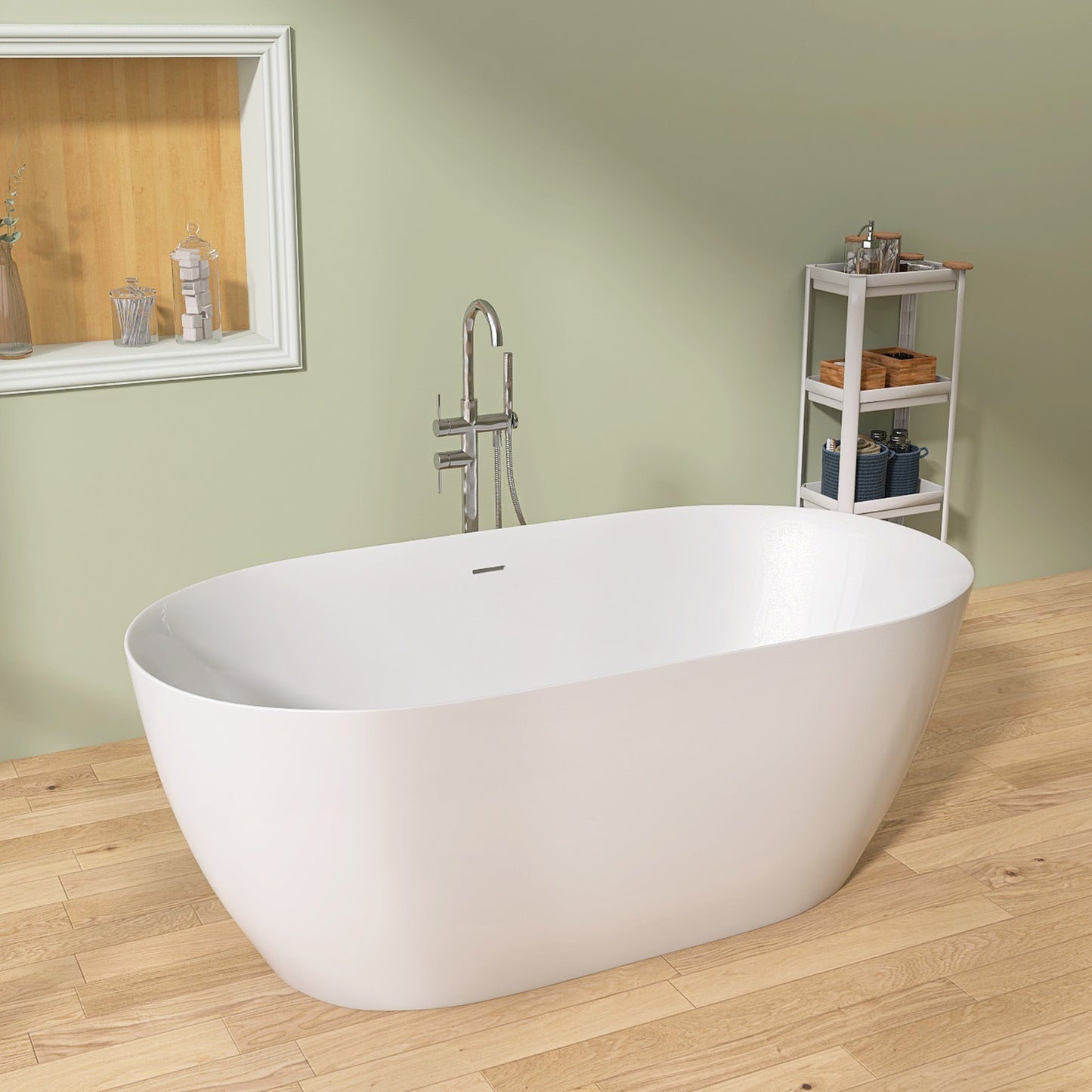 Nuvo 51" Acrylic Free Standing Oval Shape Soaking Tub - Gloss White