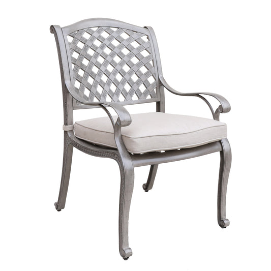 Verno Outdoor Aluminum Dining Arm Chair With Cushion - Gray