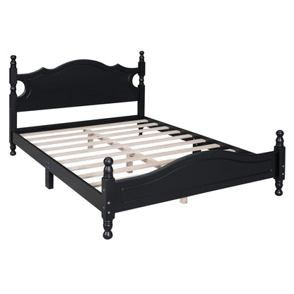 Quarto II Full Size Wood Platform Bed Frame - Black