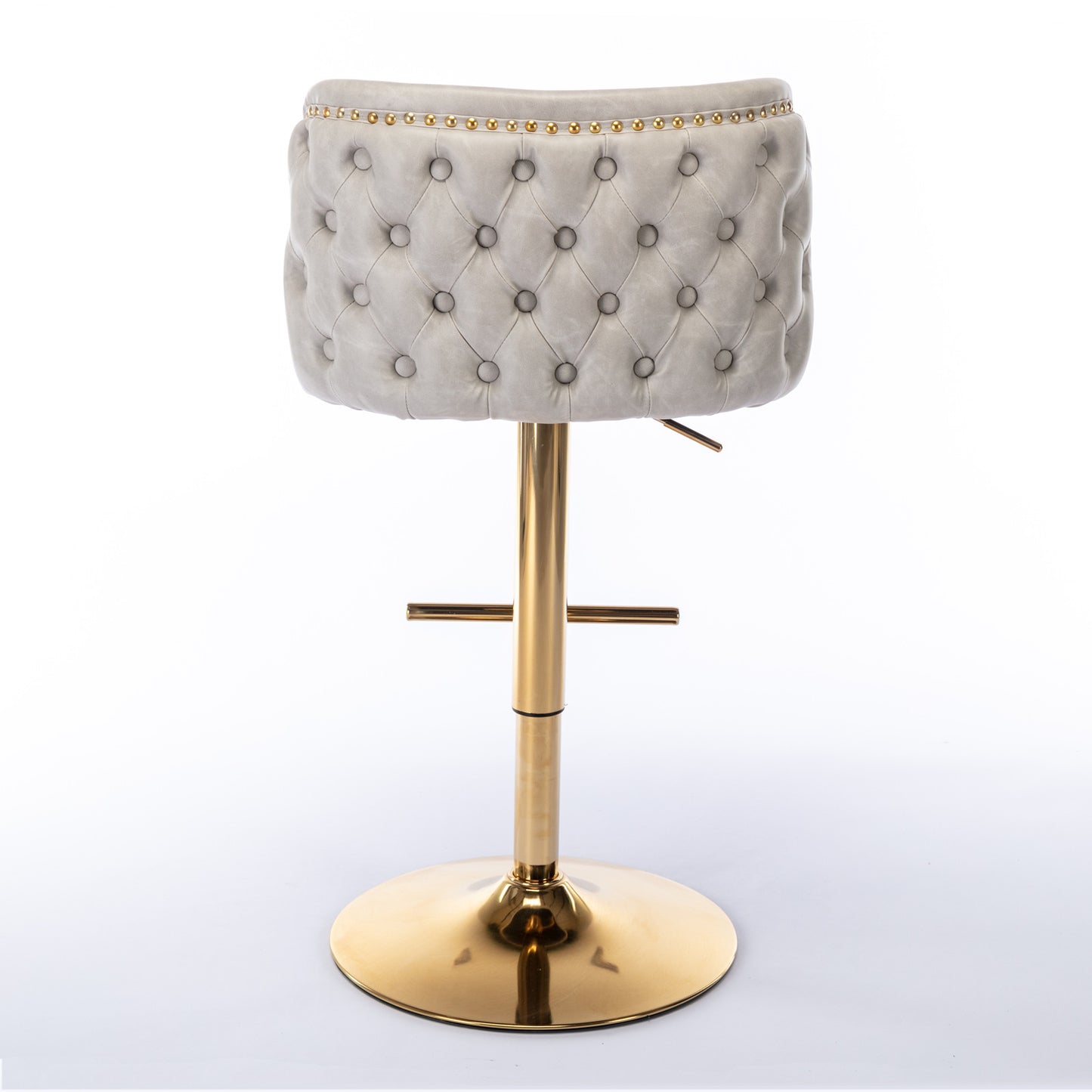 Tufted Swivel Barstools - Beige  Set of 2