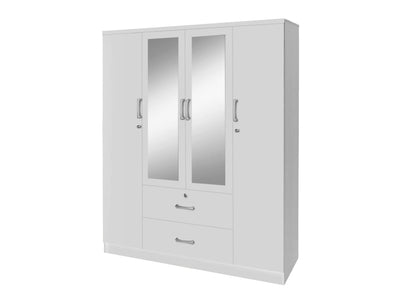 Go Green Woods 4 Door / 2 Drawer With Mirror Wardrobe