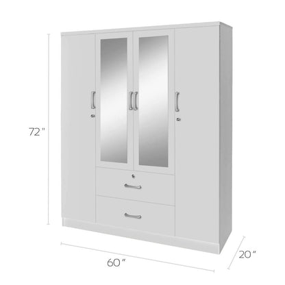 Go Green Woods 4 Door / 2 Drawer With Mirror Wardrobe